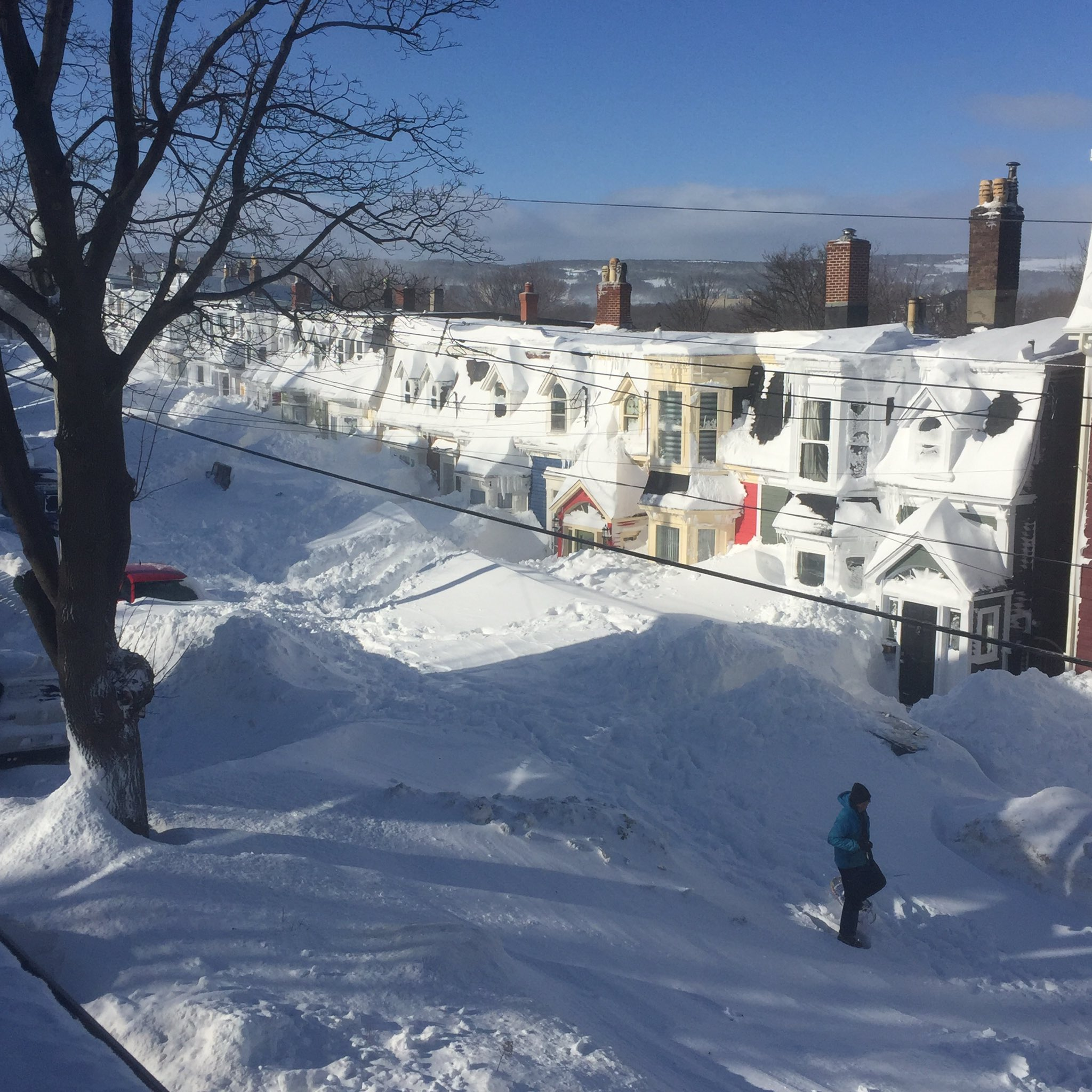 A street in Newfoundland buried in snow